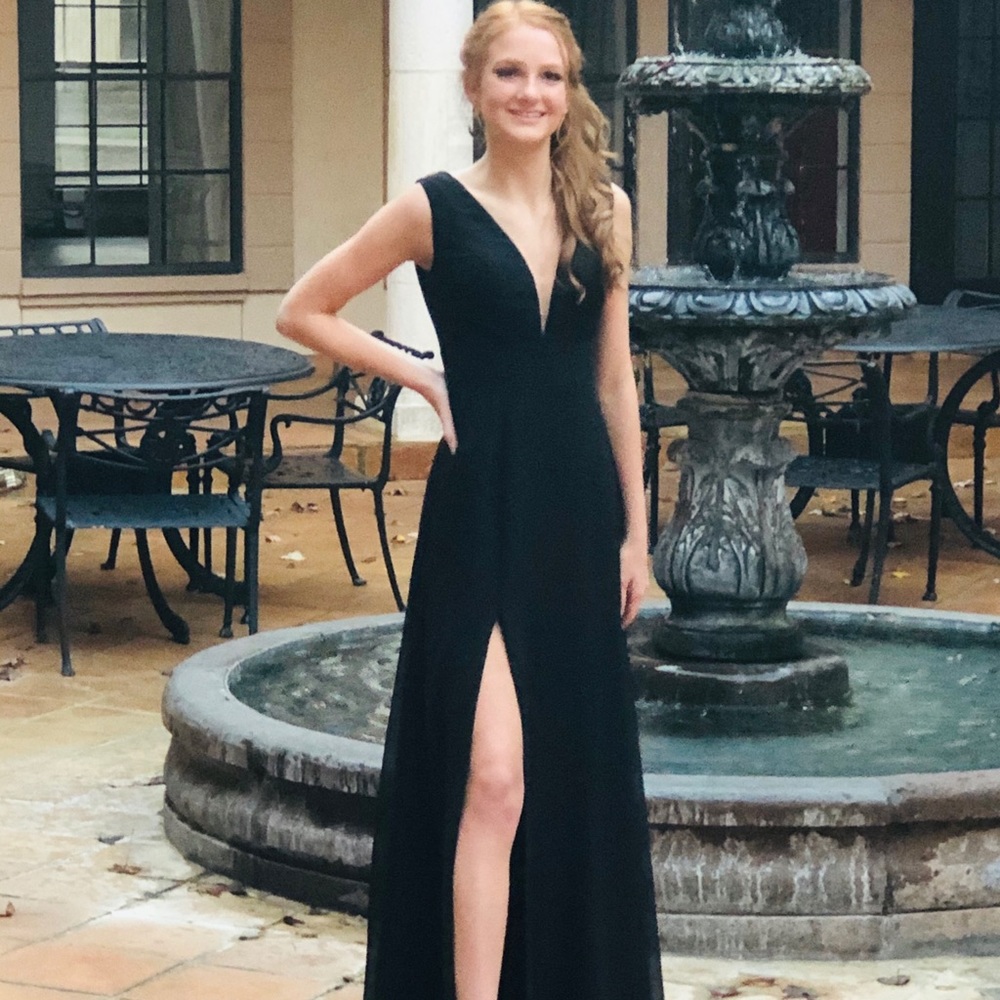 Black formal prom dress, size 0